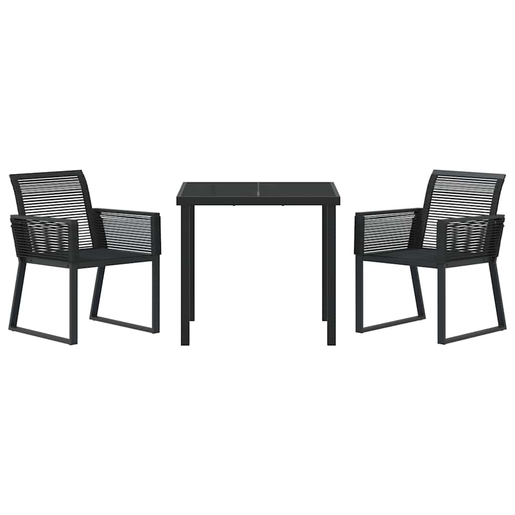 Have Spisebordssæt 3 pcs Sort Poly rattan