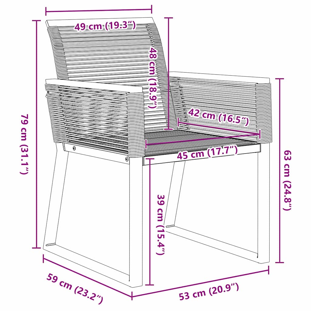 Have Spisebordssæt 3 pcs Sort Poly rattan