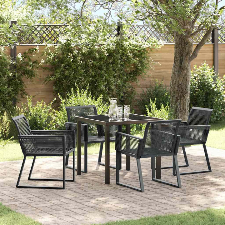 Have Spisebordssæt 5 pcs Sort Poly rattan