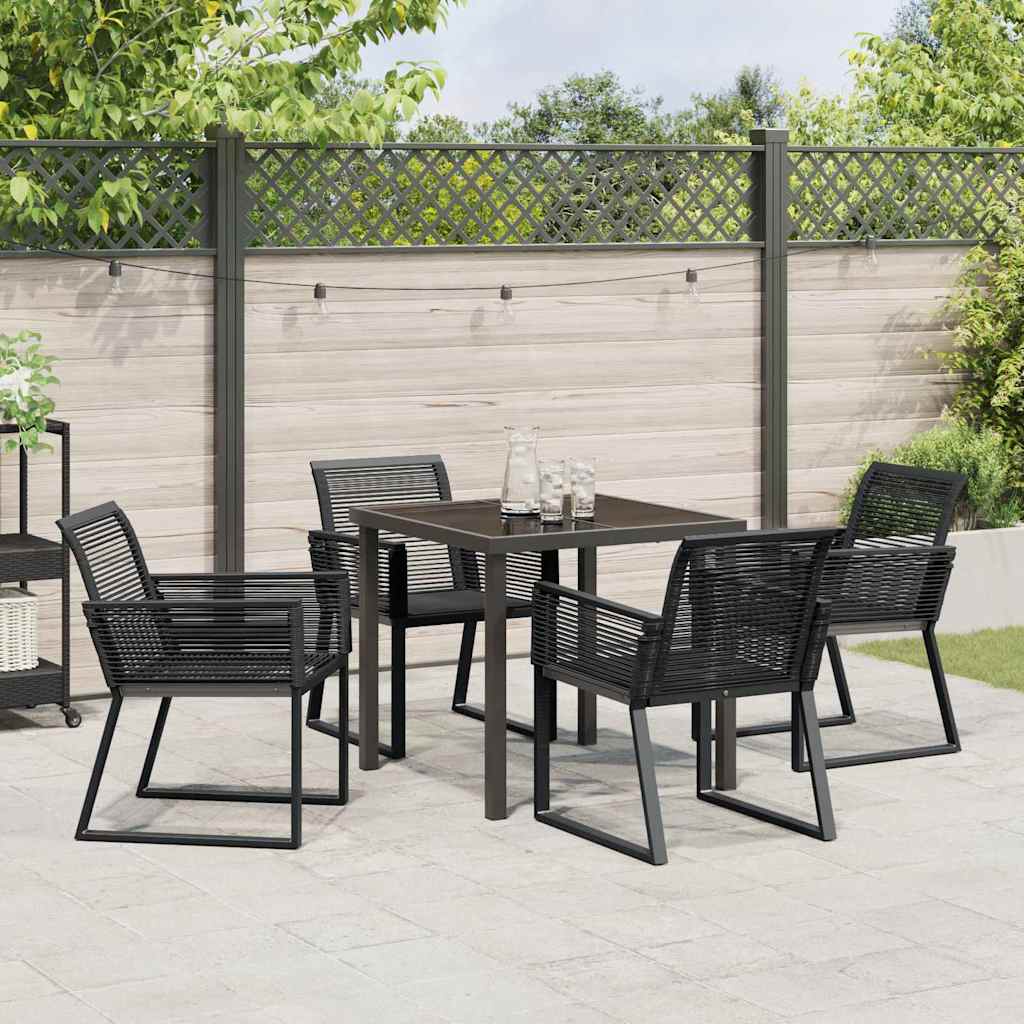 Have Spisebordssæt 5 pcs Sort Poly rattan