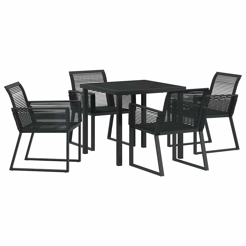 Have Spisebordssæt 5 pcs Sort Poly rattan