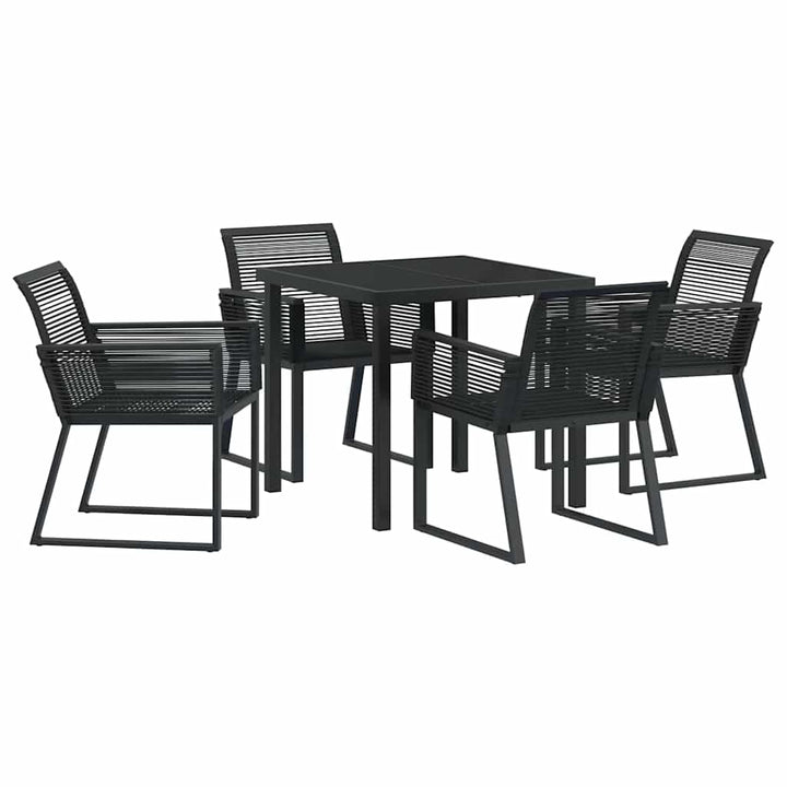 Have Spisebordssæt 5 pcs Sort Poly rattan