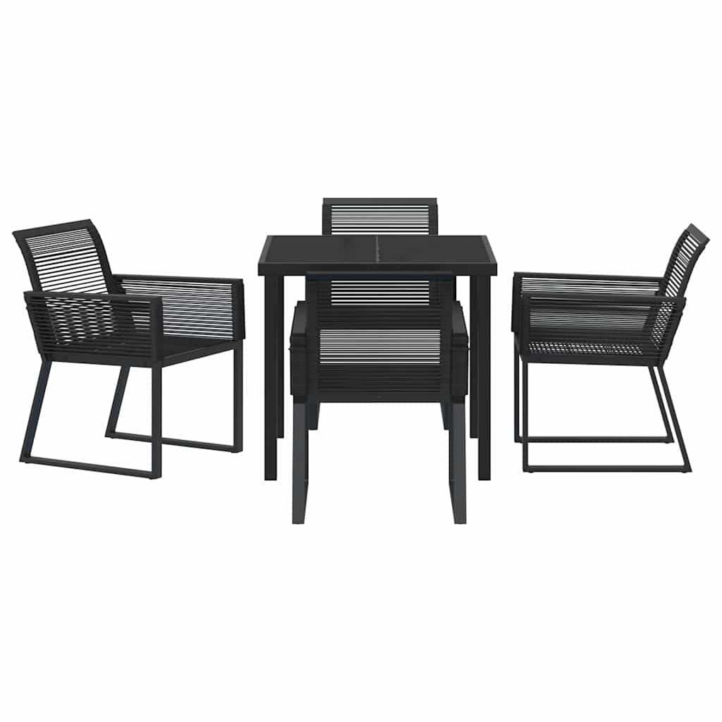 Have Spisebordssæt 5 pcs Sort Poly rattan