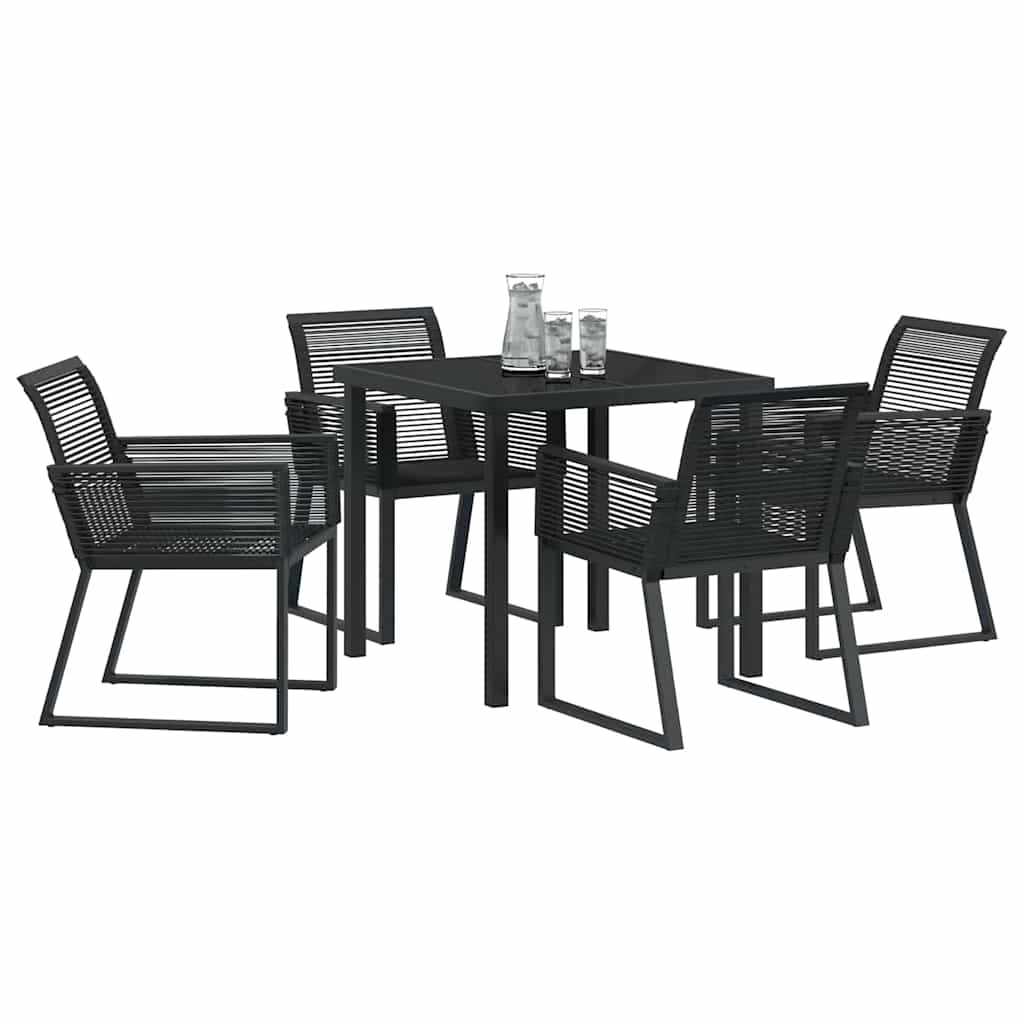 Have Spisebordssæt 5 pcs Sort Poly rattan