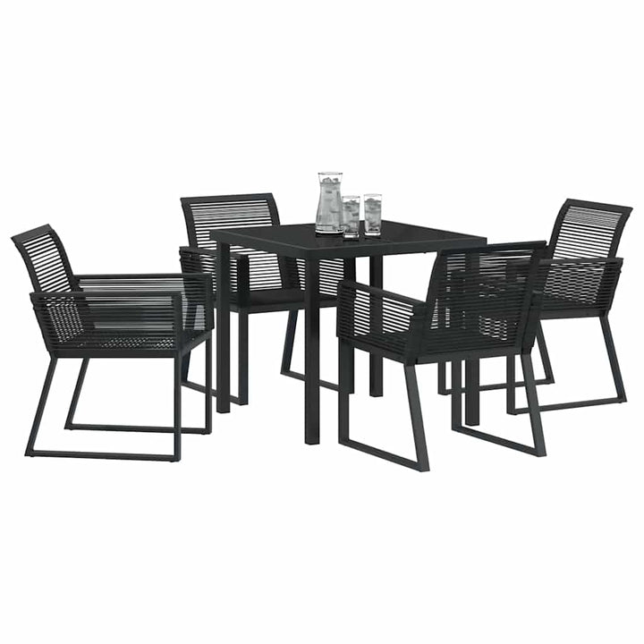 Have Spisebordssæt 5 pcs Sort Poly rattan