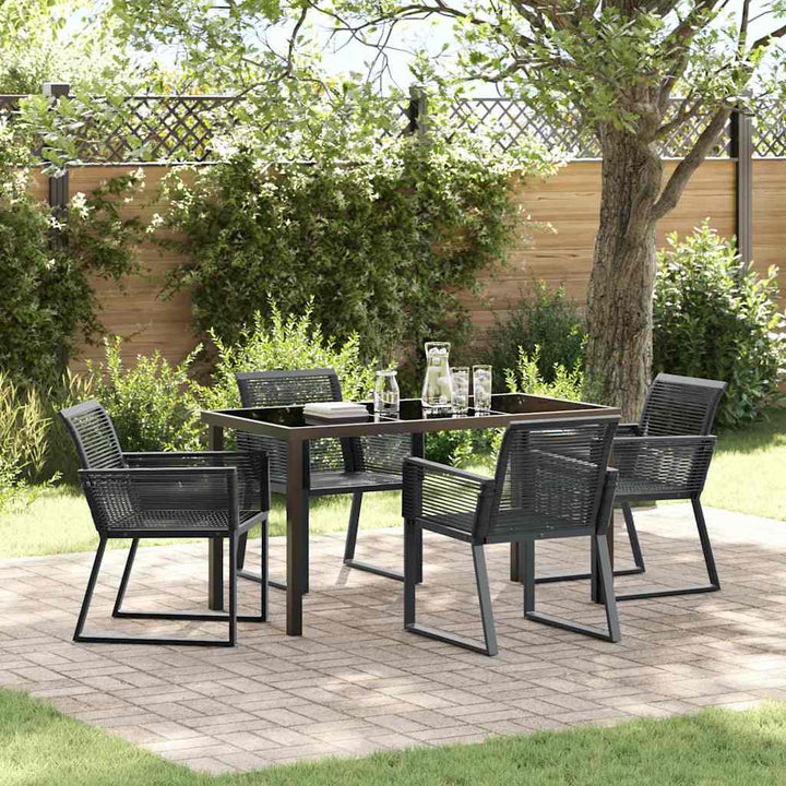 Have Spisebordssæt 5 pcs Sort Poly rattan
