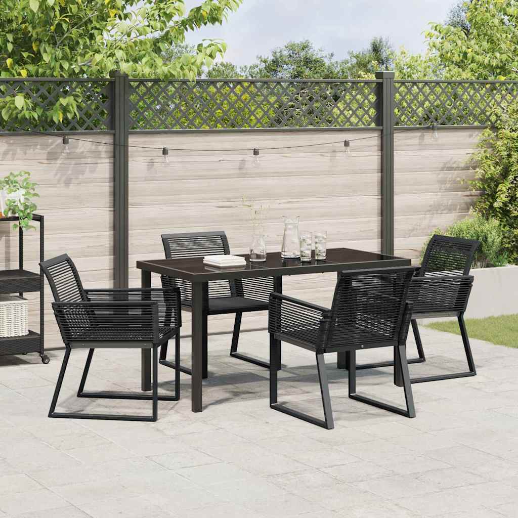 Have Spisebordssæt 5 pcs Sort Poly rattan