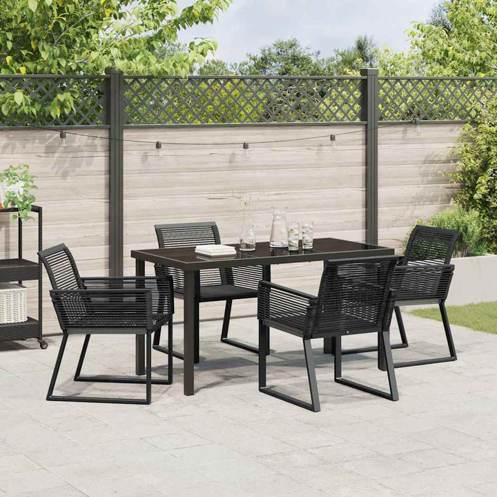 Have Spisebordssæt 5 pcs Sort Poly rattan