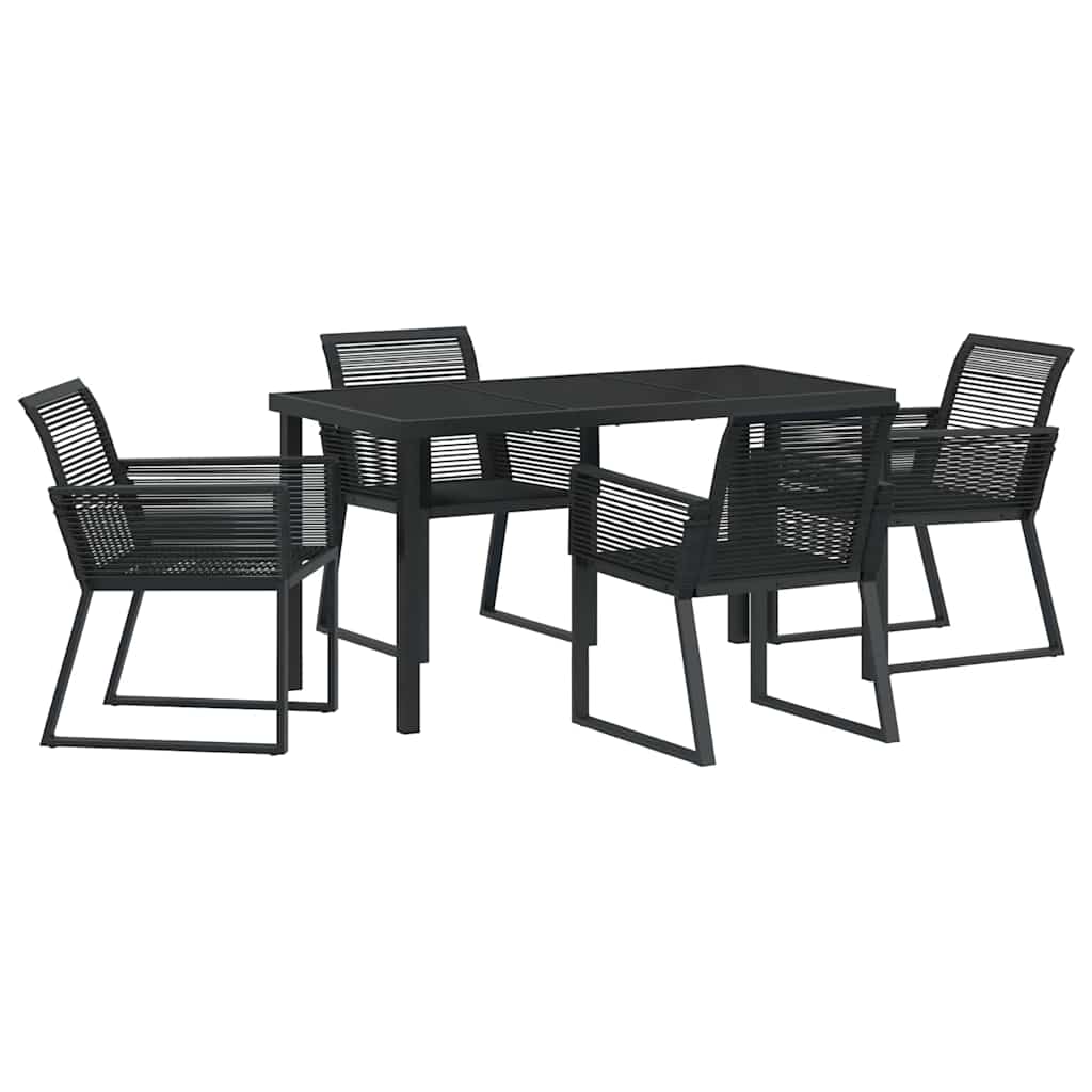 Have Spisebordssæt 5 pcs Sort Poly rattan