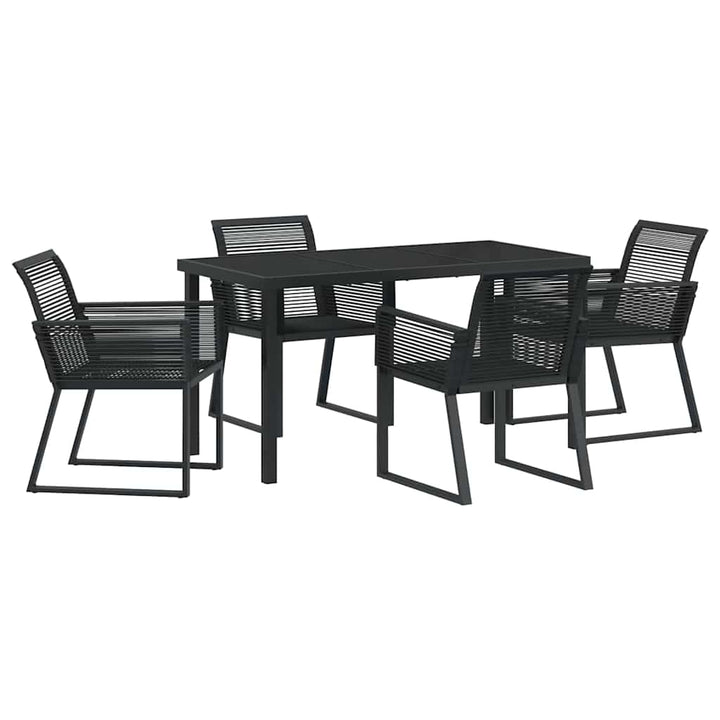 Have Spisebordssæt 5 pcs Sort Poly rattan