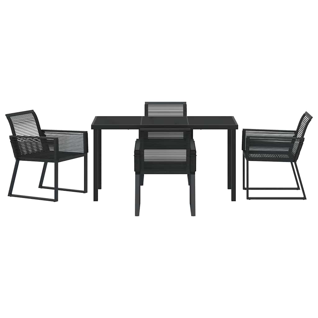 Have Spisebordssæt 5 pcs Sort Poly rattan