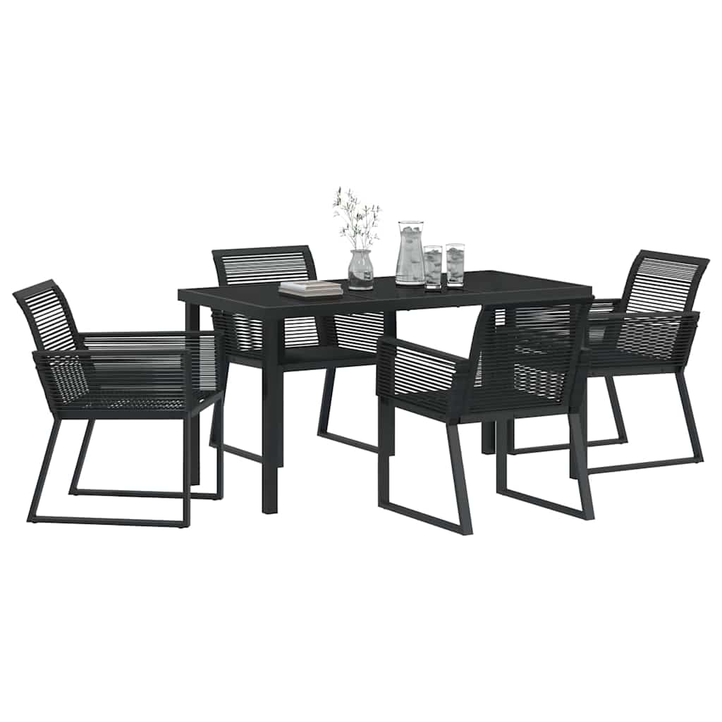Have Spisebordssæt 5 pcs Sort Poly rattan