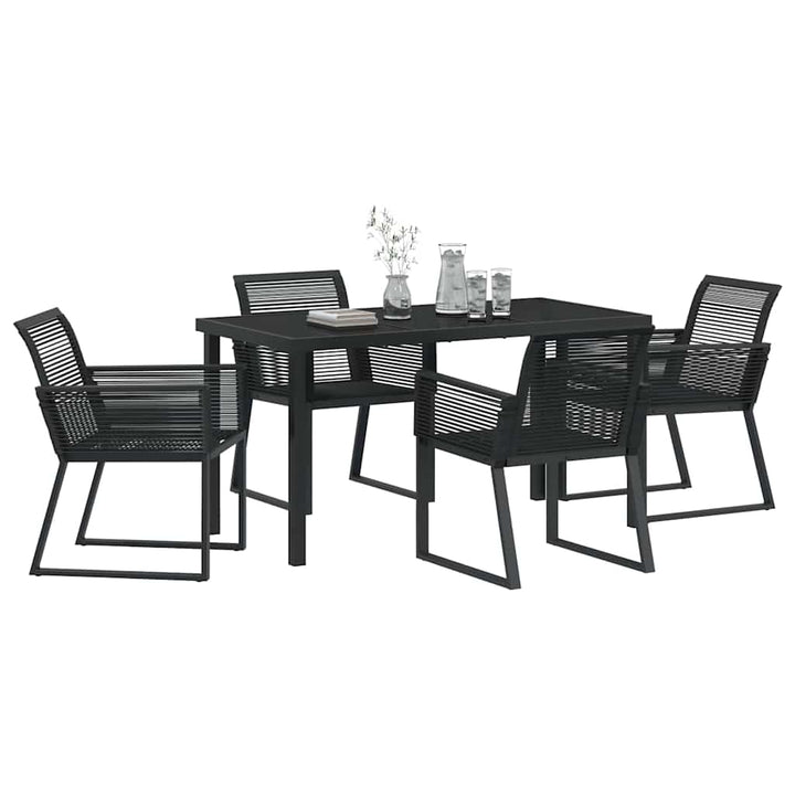 Have Spisebordssæt 5 pcs Sort Poly rattan