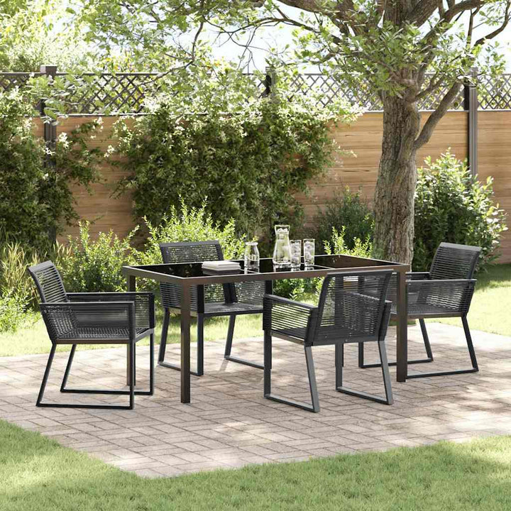 Have Spisebordssæt 5 pcs Sort Poly rattan
