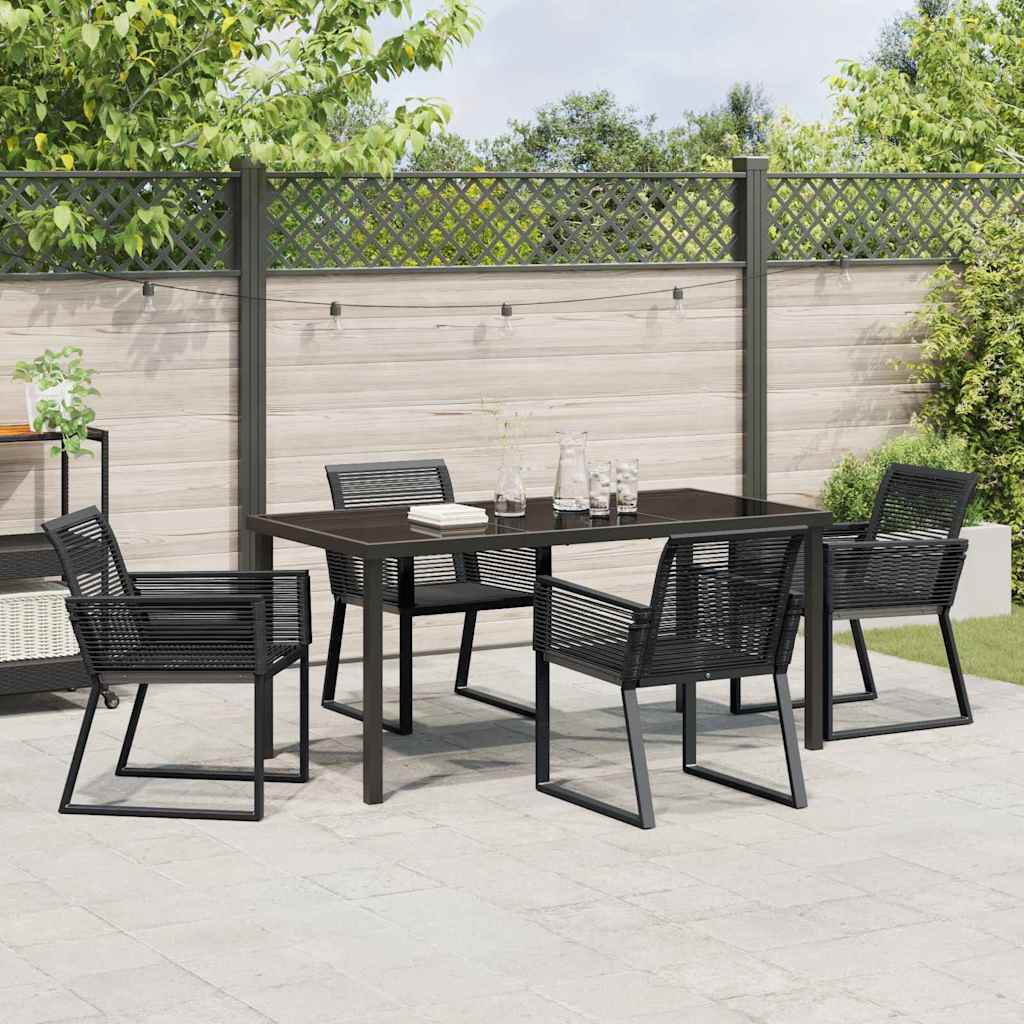 Have Spisebordssæt 5 pcs Sort Poly rattan