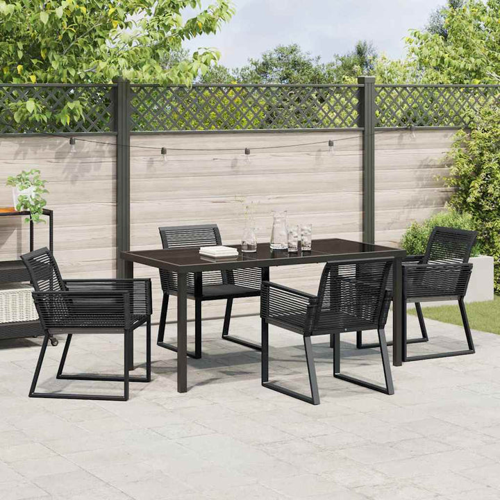 Have Spisebordssæt 5 pcs Sort Poly rattan