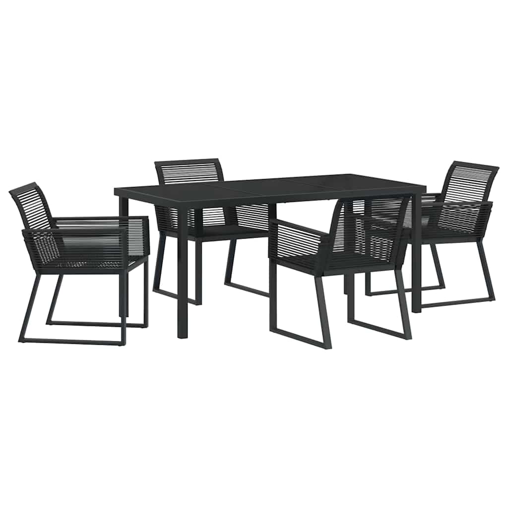 Have Spisebordssæt 5 pcs Sort Poly rattan