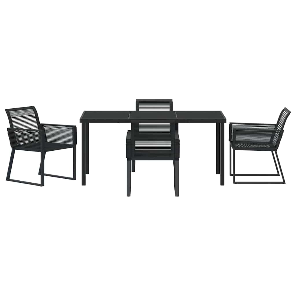 Have Spisebordssæt 5 pcs Sort Poly rattan
