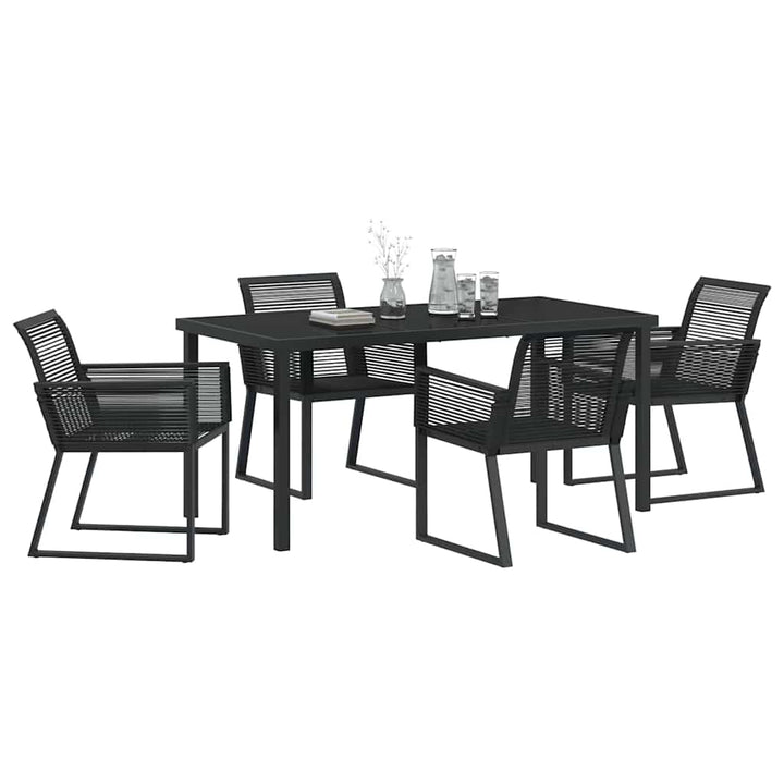 Have Spisebordssæt 5 pcs Sort Poly rattan