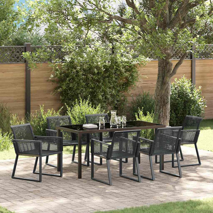 Have Spisebordssæt 7 pcs Sort Poly rattan