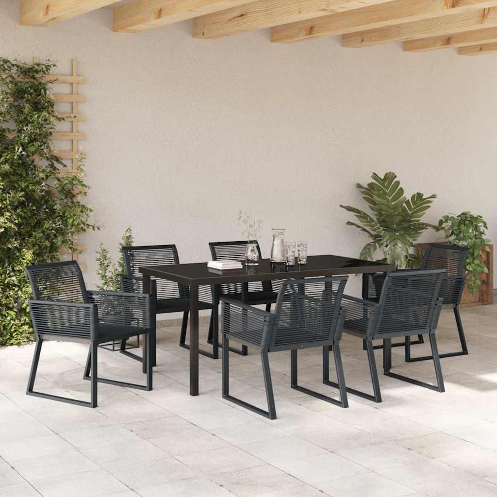 Have Spisebordssæt 7 pcs Sort Poly rattan