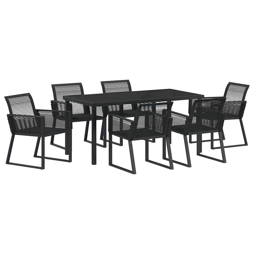 Have Spisebordssæt 7 pcs Sort Poly rattan