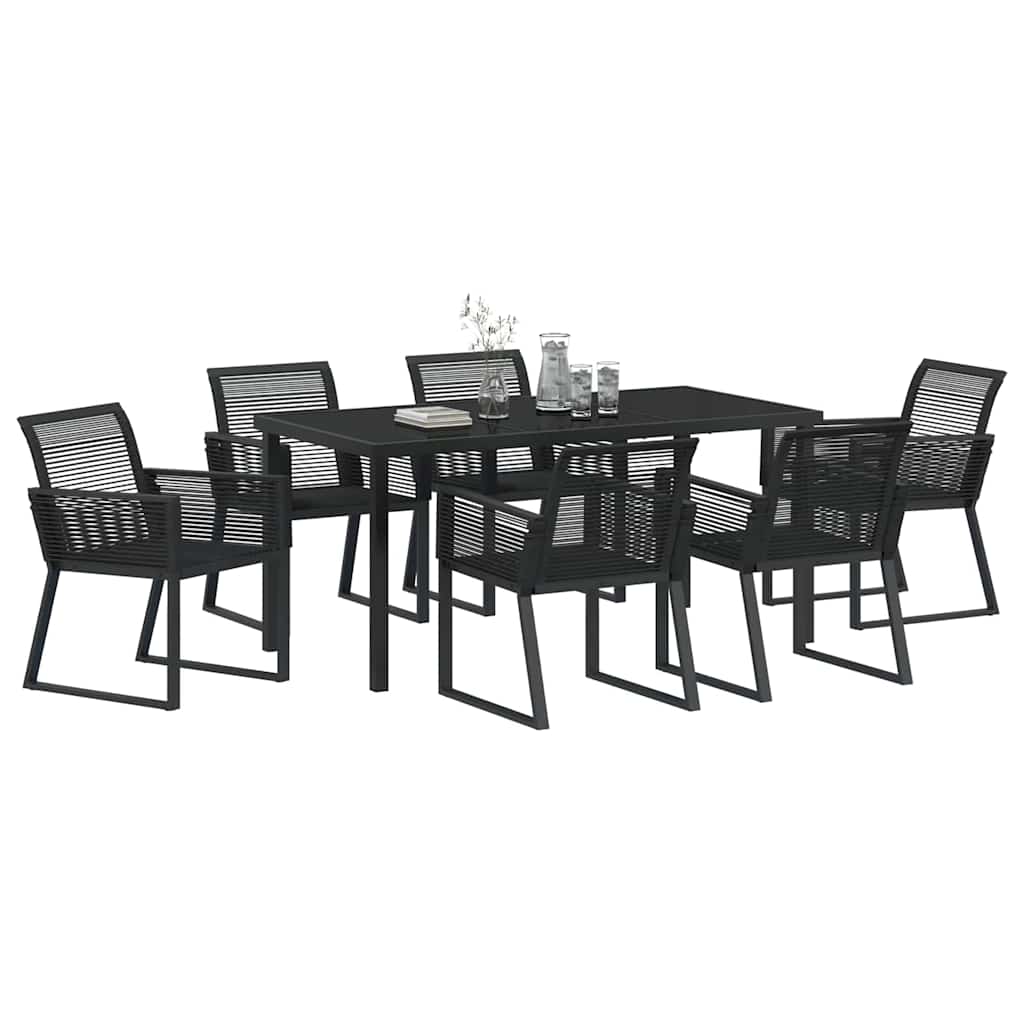 Have Spisebordssæt 7 pcs Sort Poly rattan