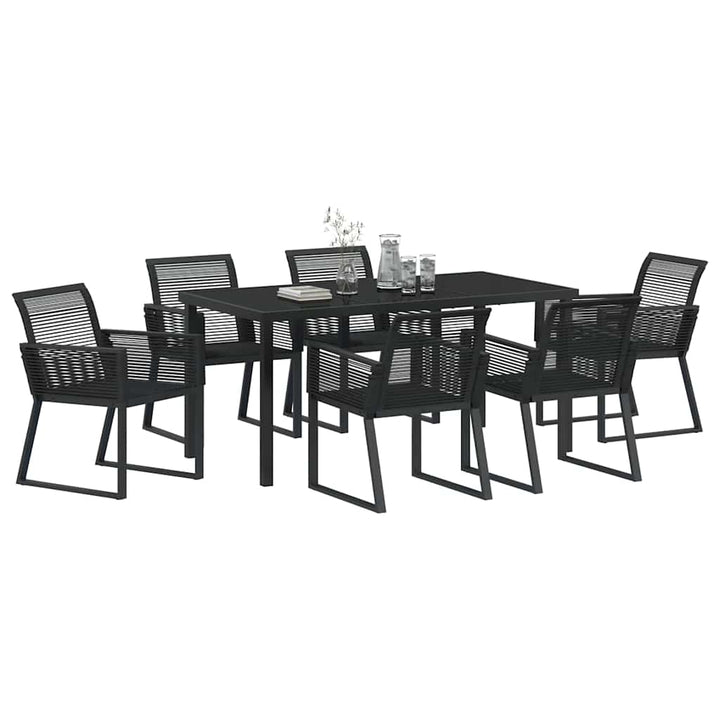 Have Spisebordssæt 7 pcs Sort Poly rattan