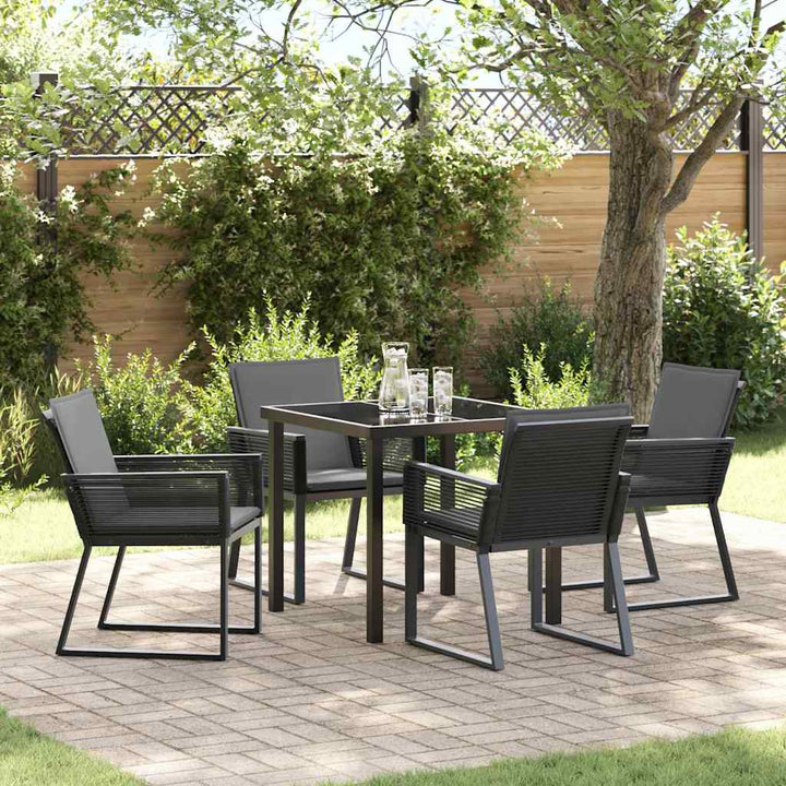 Have Spisebordssæt 5 pcs Sort Poly rattan