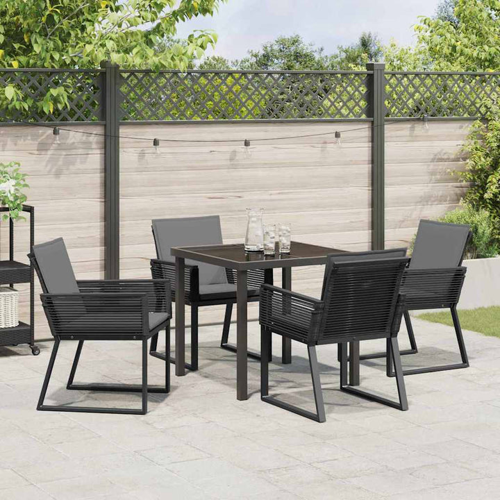 Have Spisebordssæt 5 pcs Sort Poly rattan