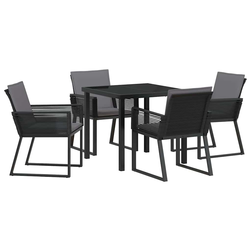 Have Spisebordssæt 5 pcs Sort Poly rattan