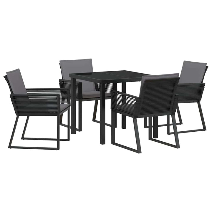 Have Spisebordssæt 5 pcs Sort Poly rattan