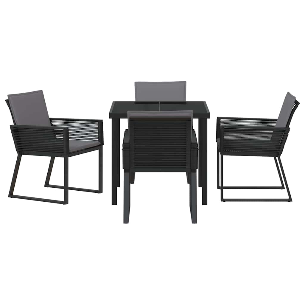 Have Spisebordssæt 5 pcs Sort Poly rattan