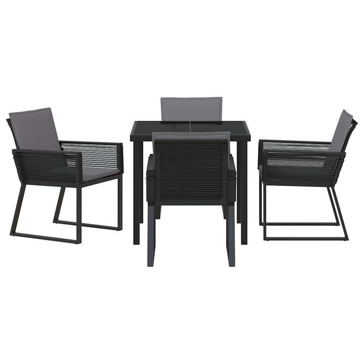 Have Spisebordssæt 5 pcs Sort Poly rattan