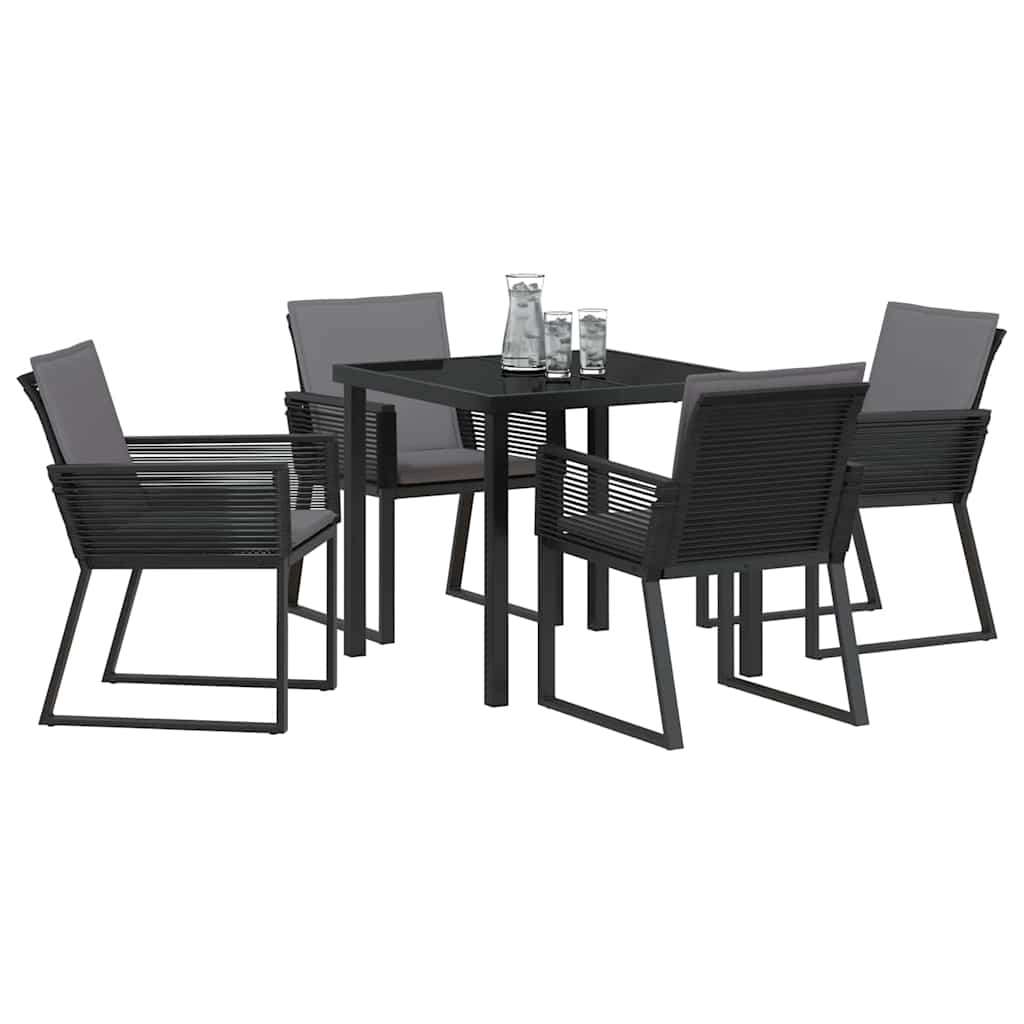 Have Spisebordssæt 5 pcs Sort Poly rattan