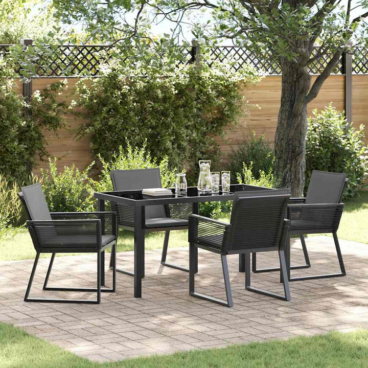 Have Spisebordssæt 5 pcs Sort Poly rattan