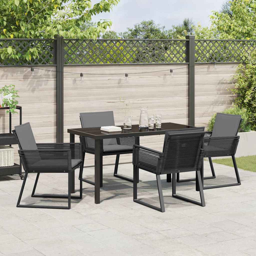 Have Spisebordssæt 5 pcs Sort Poly rattan