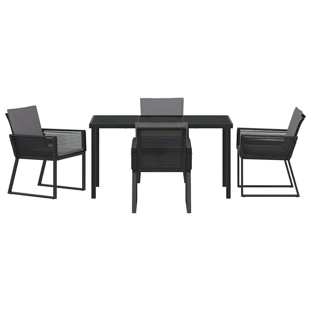 Have Spisebordssæt 5 pcs Sort Poly rattan