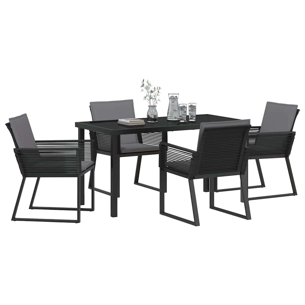 Have Spisebordssæt 5 pcs Sort Poly rattan