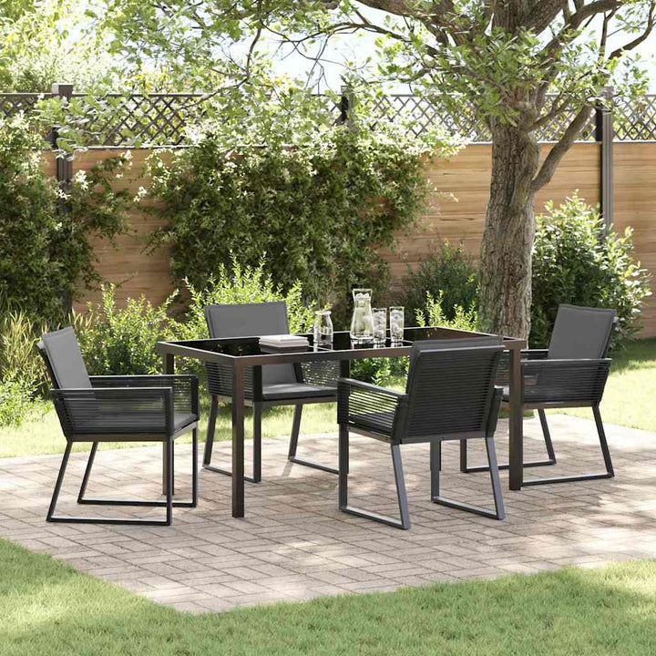 Have Spisebordssæt 5 pcs Sort Poly rattan