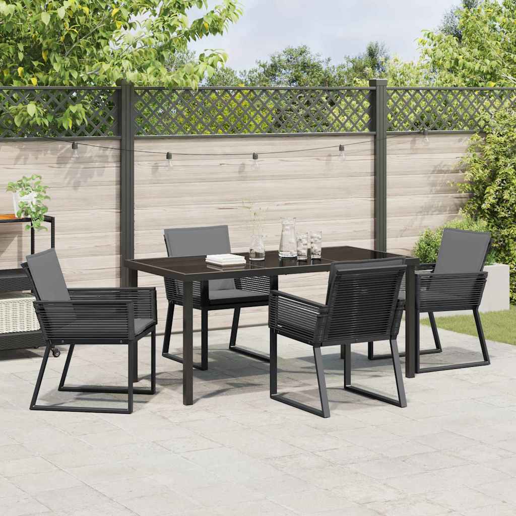 Have Spisebordssæt 5 pcs Sort Poly rattan