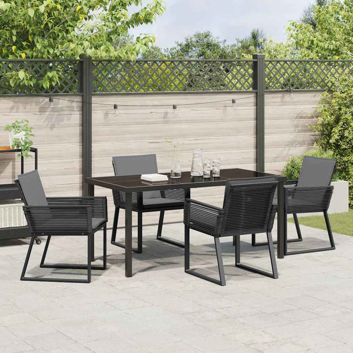 Have Spisebordssæt 5 pcs Sort Poly rattan