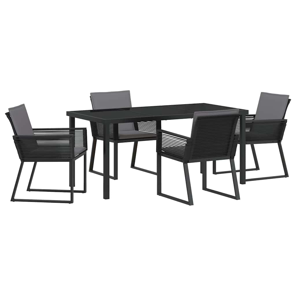 Have Spisebordssæt 5 pcs Sort Poly rattan