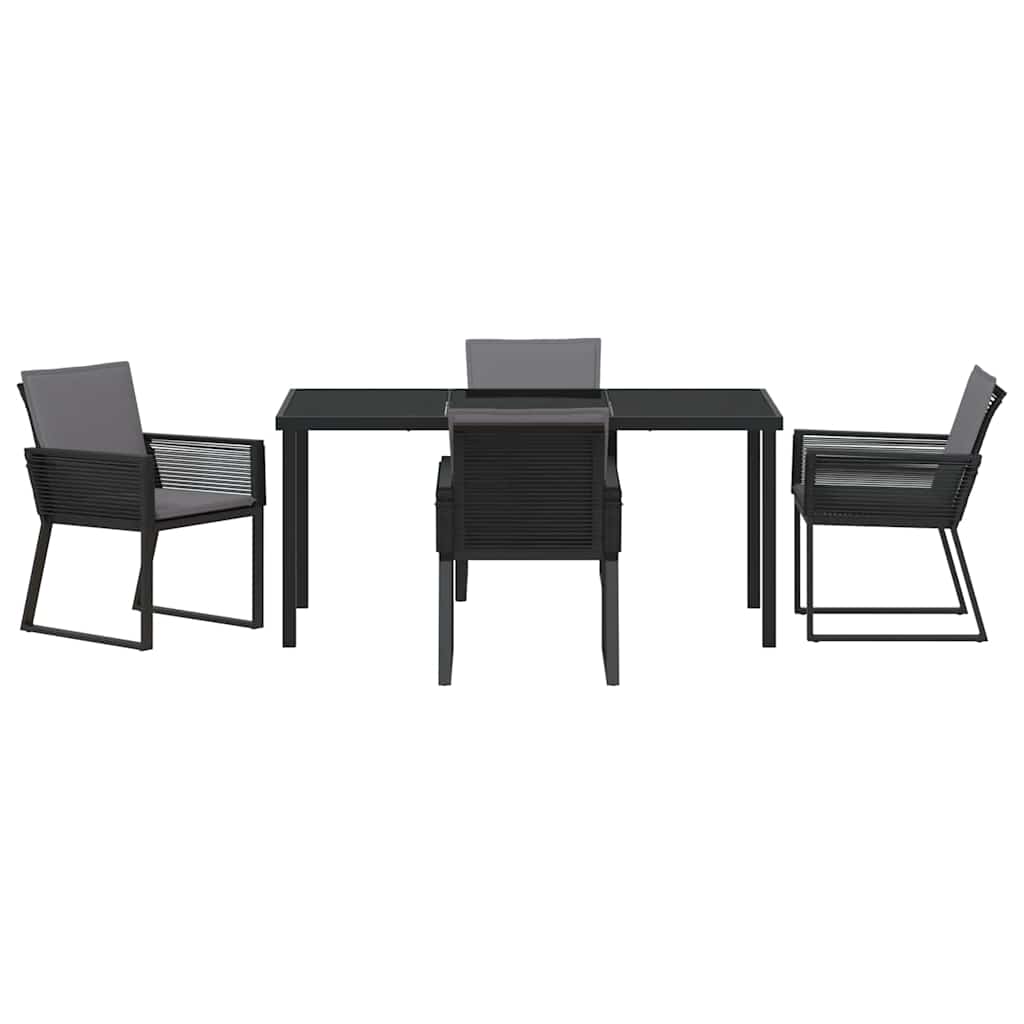 Have Spisebordssæt 5 pcs Sort Poly rattan