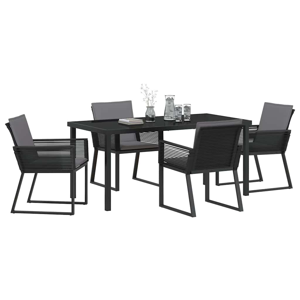 Have Spisebordssæt 5 pcs Sort Poly rattan