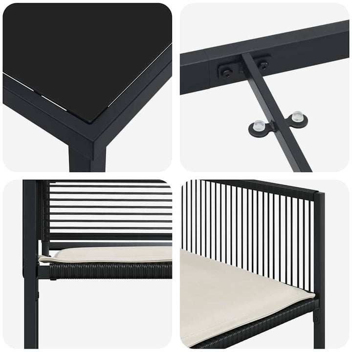 Have Spisebordssæt 5 pcs Sort Poly rattan