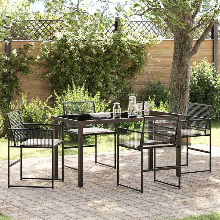 Have Spisebordssæt 5 pcs Sort Poly rattan