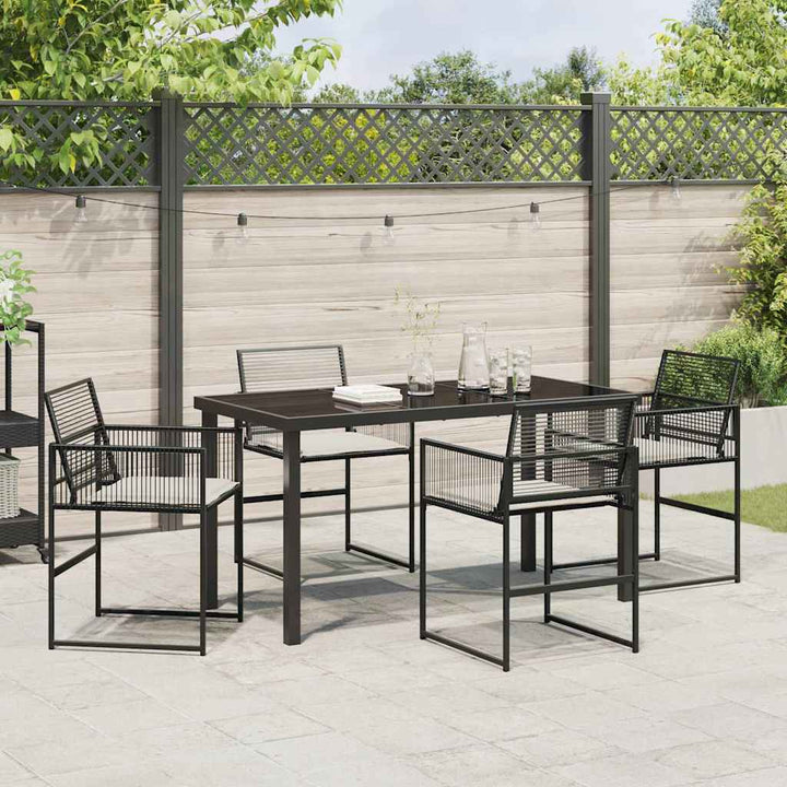 Have Spisebordssæt 5 pcs Sort Poly rattan