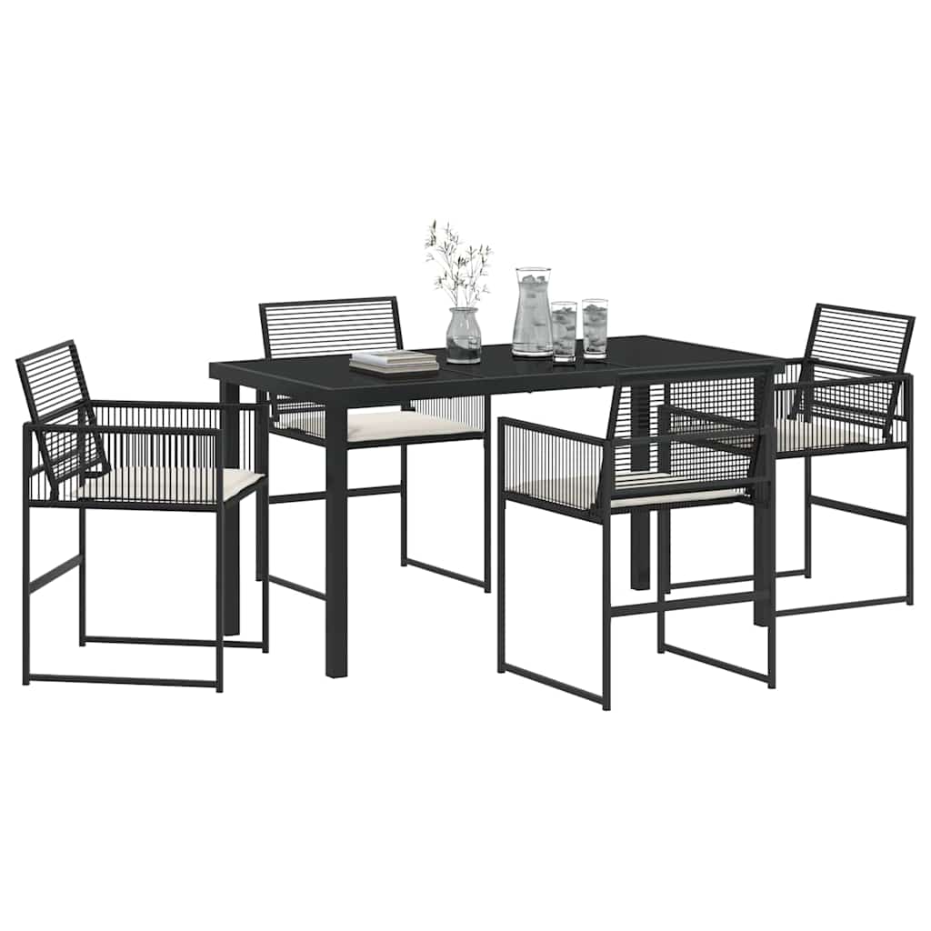 Have Spisebordssæt 5 pcs Sort Poly rattan