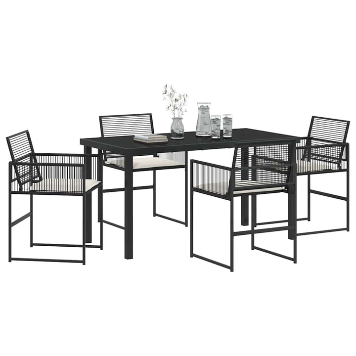 Have Spisebordssæt 5 pcs Sort Poly rattan